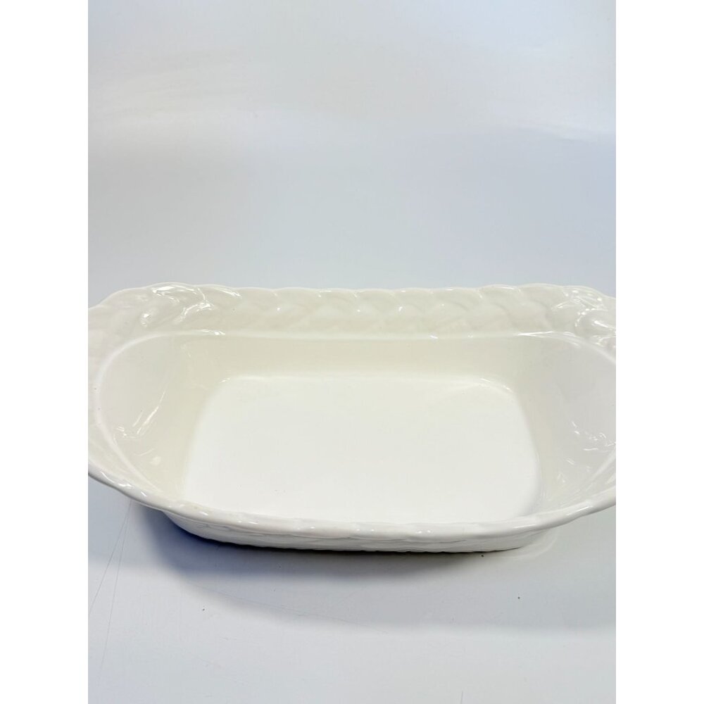 Ironstone White Serving Dish Bowl Oblong Braided Band Vintage Japaan Ceramic - Picture 4 of 16